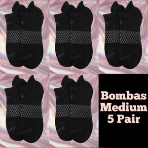 Bombas Ankle Socks Medium 5 Pair Unisex Womens & Mens Honeycomb Black/Grey BNWT